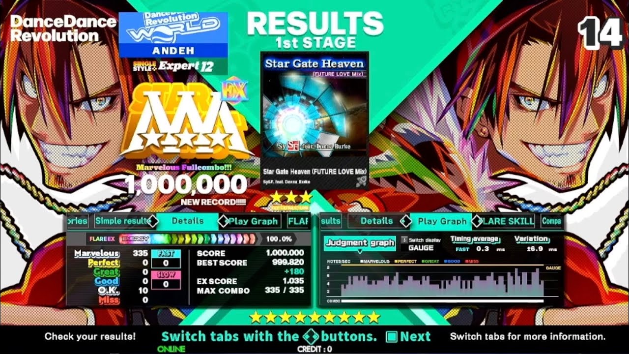 [DDR WORLD] Star Gate Heaven (FUTURE LOVE Mix) (ESP-12) 1,000,000 MFC