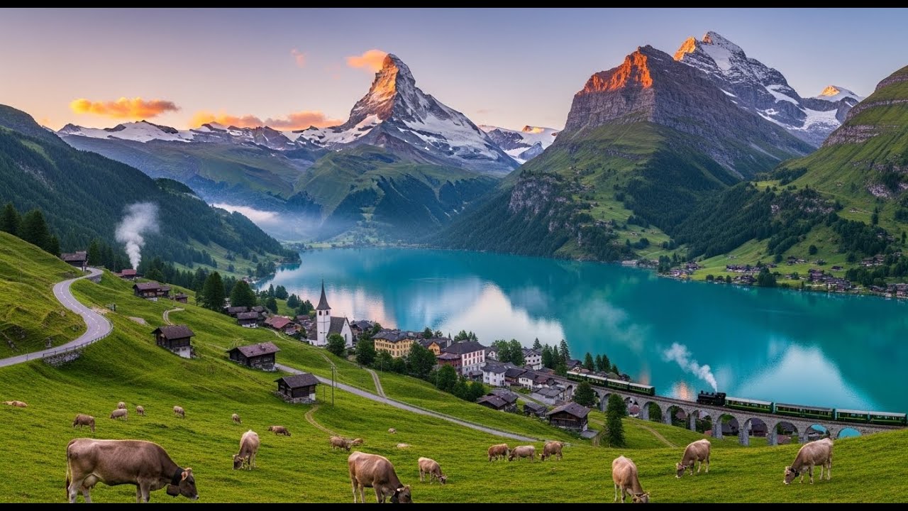 A Winter Walk in the Swiss Alps ❄️🚶‍♂️ | Soft Piano Travel Music | moonlight relax music
