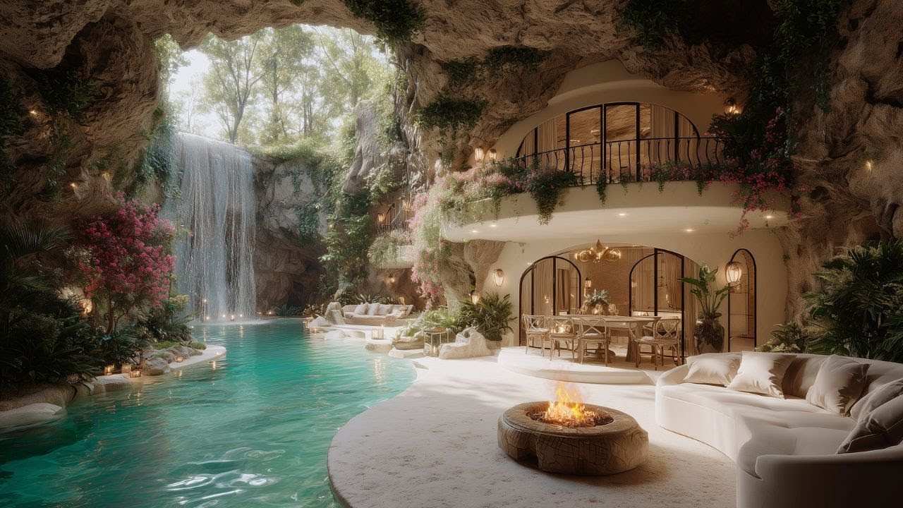 Secret Cave Waterfall Villa 💧| Forest Birdsong for Deep Focus & Calm Study 🕊️