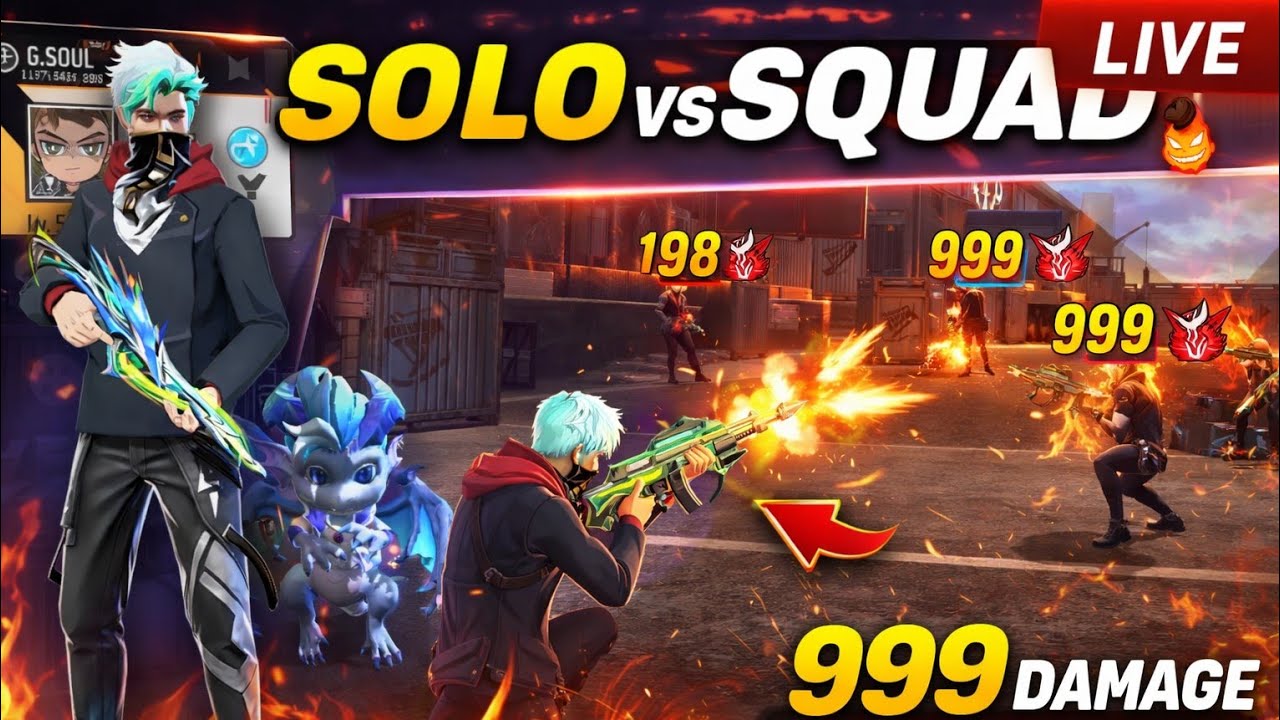👉 🔴 LIVE | SOLO vs SQUAD 😈 999 DAMAGE RUSH 💥 #shortfeed