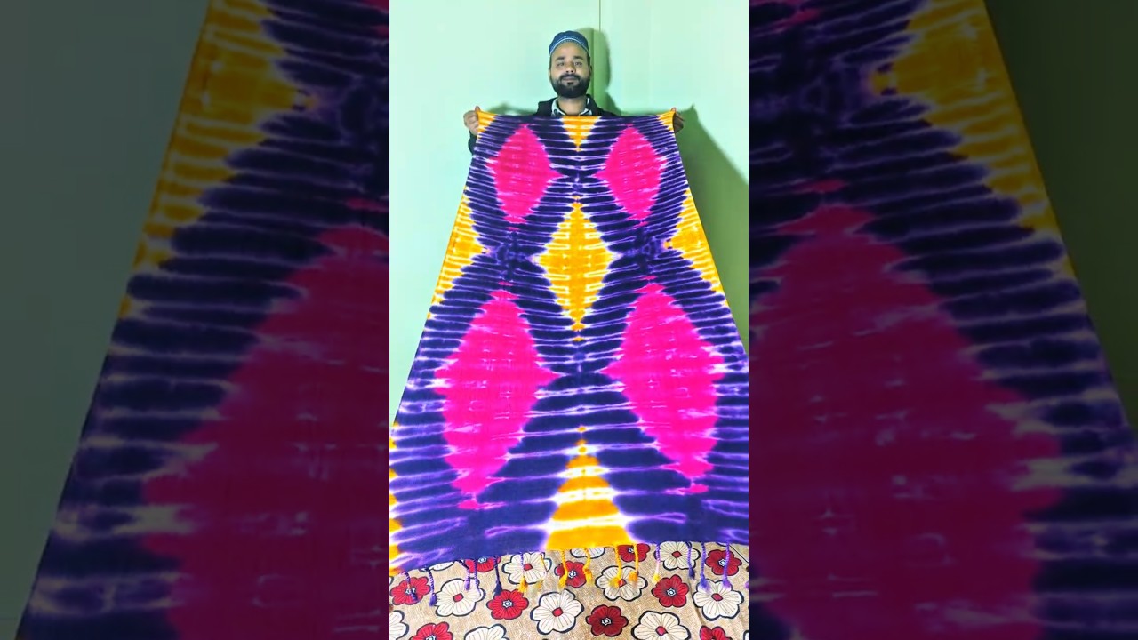 Handcrafted Tie Dye Stole ✨Vibrant Purple, Pink & Yellow color combination with a bold
