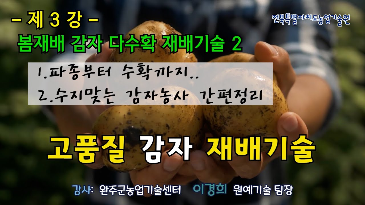 [농업인 실용교육] 고품질 감자 재배기술 3강 / 봄감자 다수확 재배 노하우2 / 파종부터 수확까지 / 수지맞는 감자 농사 간편정리 /