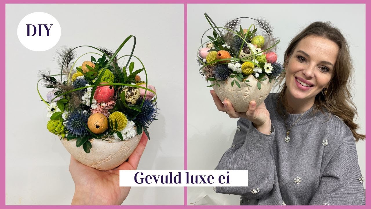 Gevuld ei 🌷💐| Voorjaarsbloemstuk | Paasbloemstuk | Cursus Bloemschikken #341  |Carlein Tukkers