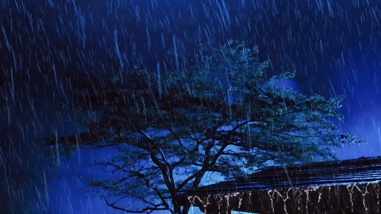 Heavy Rainstorm in Garden House with Lightning Flashed & Thunder Rumbled, Rain Sounds for Sleeping