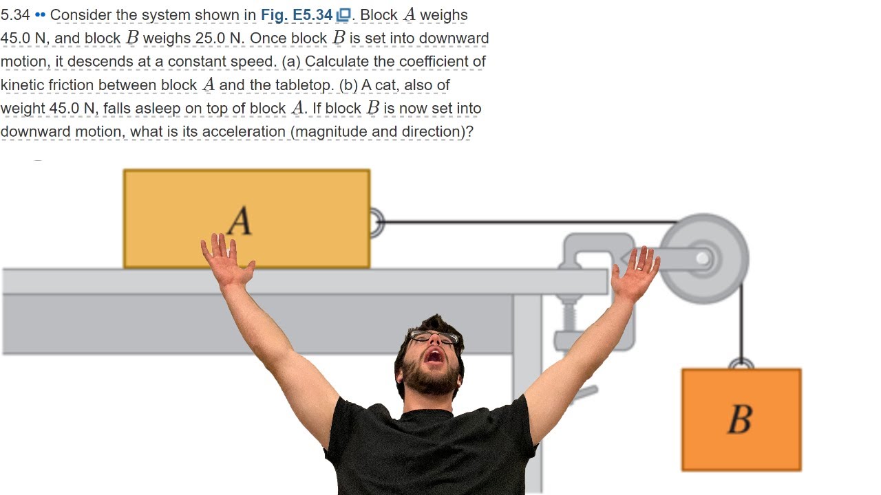 Block A weighs 45.0 N, and block B weighs 25.0 N - Problem 5.34