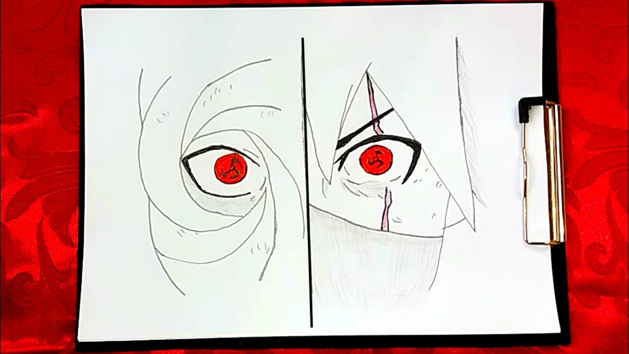رسم سهل | رسم انمي | كيفية رسم كاكاشي مقابل اوبيتو بخطوات سهلة