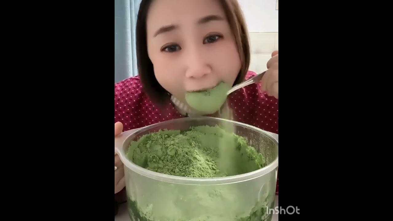 ASMR ICE EATING WITH HEAVY MATCHA GREEN TEA POWDER, SHAVED ICE, CRUNCHY ICE, FOAM ICE, ICE EATING