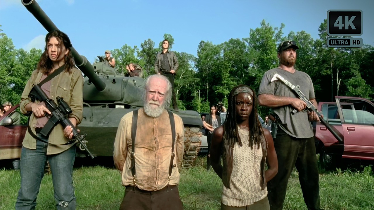 The Prison Battle (Full Scene) - 4K Ultra HD (HDR) - The Walking Dead - 4x8