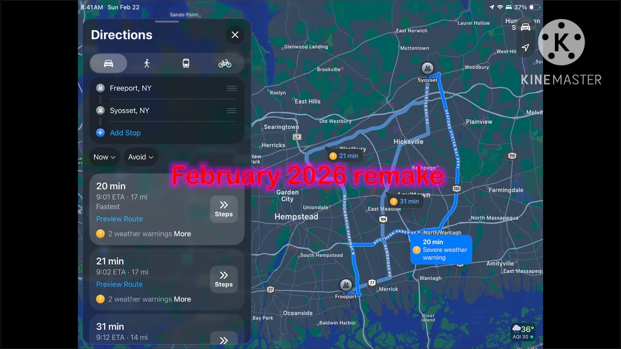 Remake video from February 22, 2025: Driving from Freeport to Syosset, New York