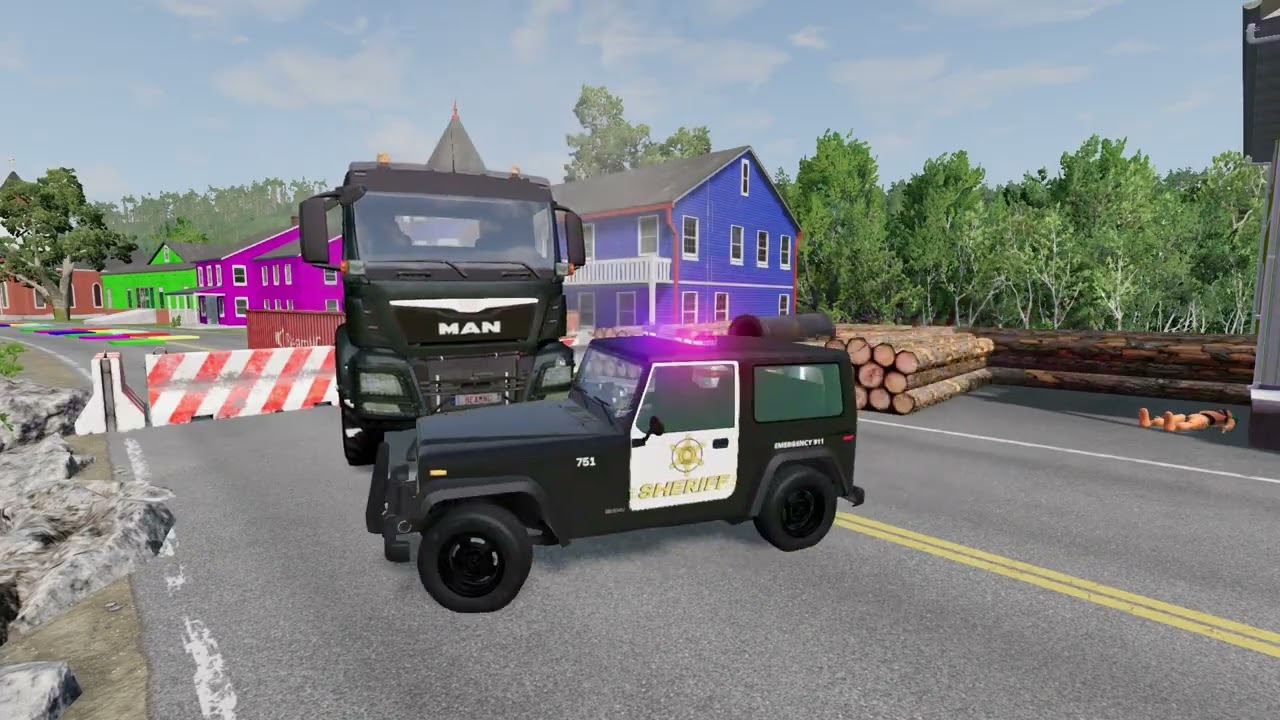 Flatbed Truck Mcqueen | Transportation with Truck - Pothole vs Car #7 BeamNG.Drive