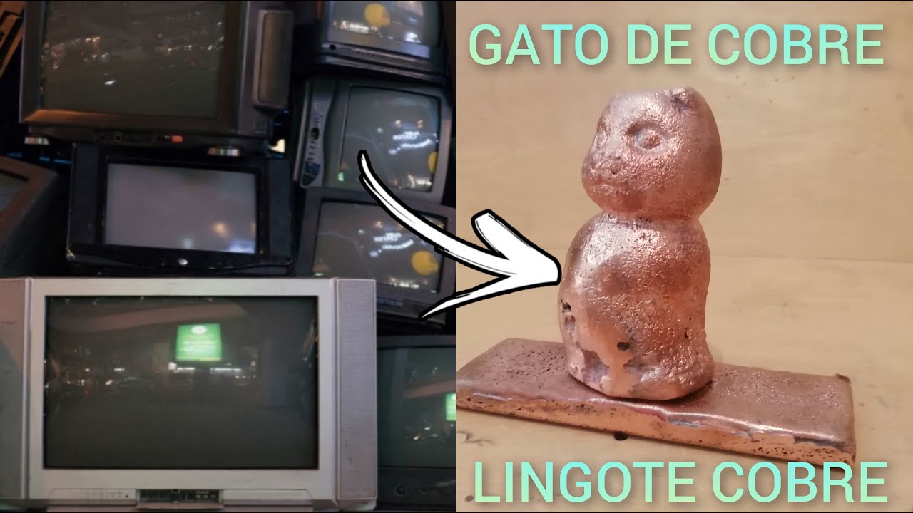 Fundición de 11 bobinas de televisores antiguos. Gato y lingote de cobre