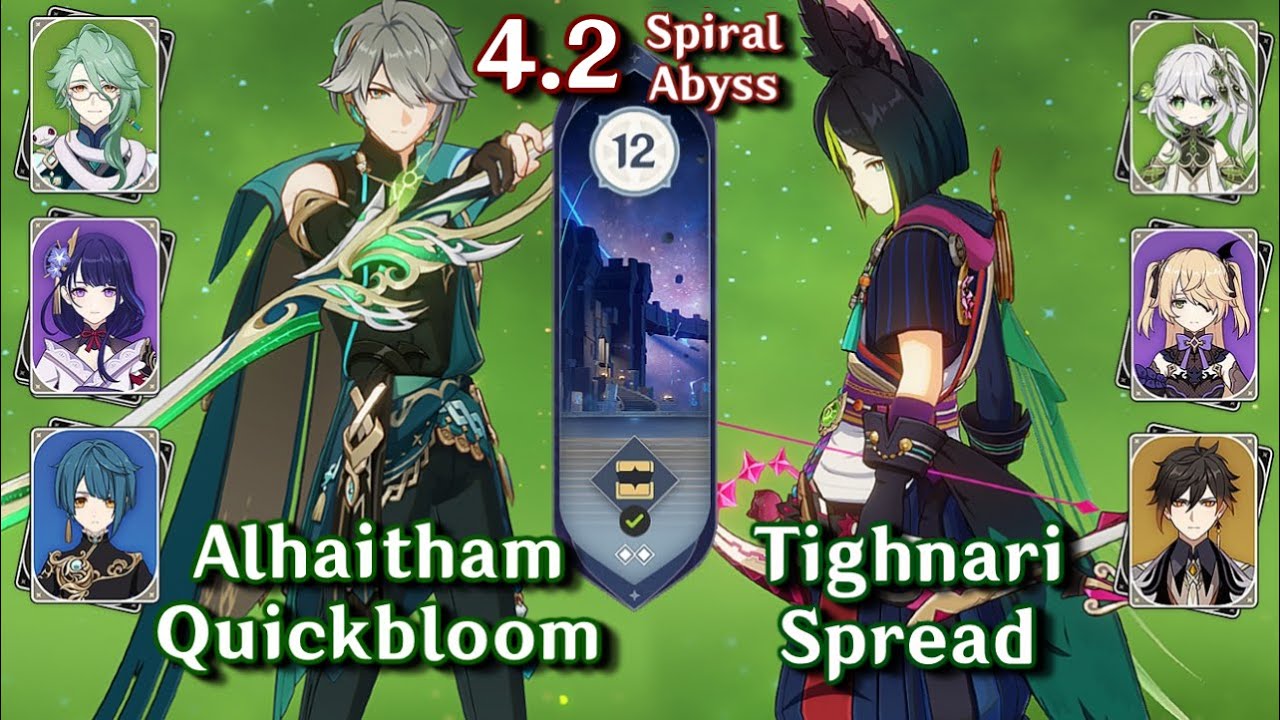 C0 Alhaitham Hyperbloom & C0 Tighnari Spread | Spiral Abyss 4.2 - Floor 12 9 Stars | Genshin Impact