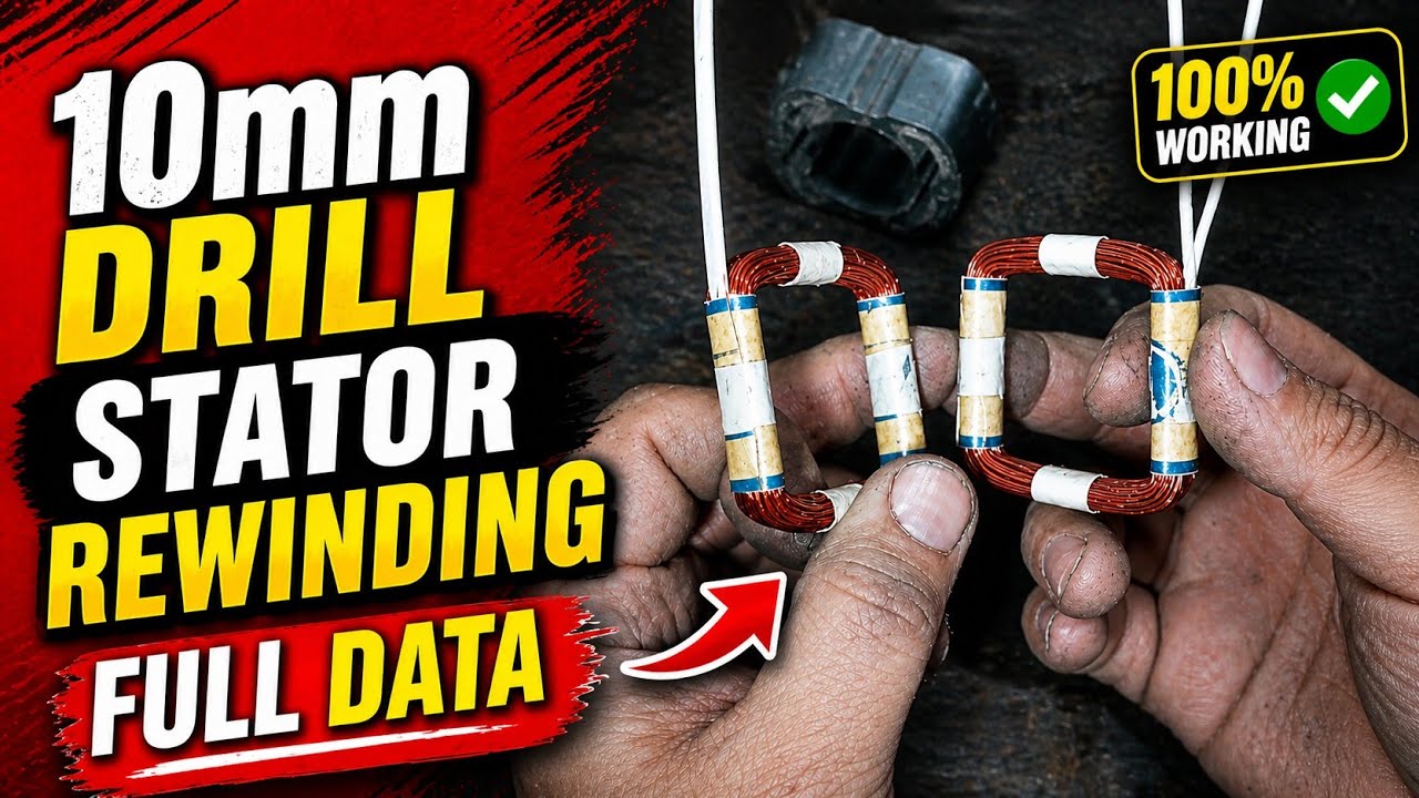 10mm drill field coil rewinding | with original formula and wire gauge | like a pro