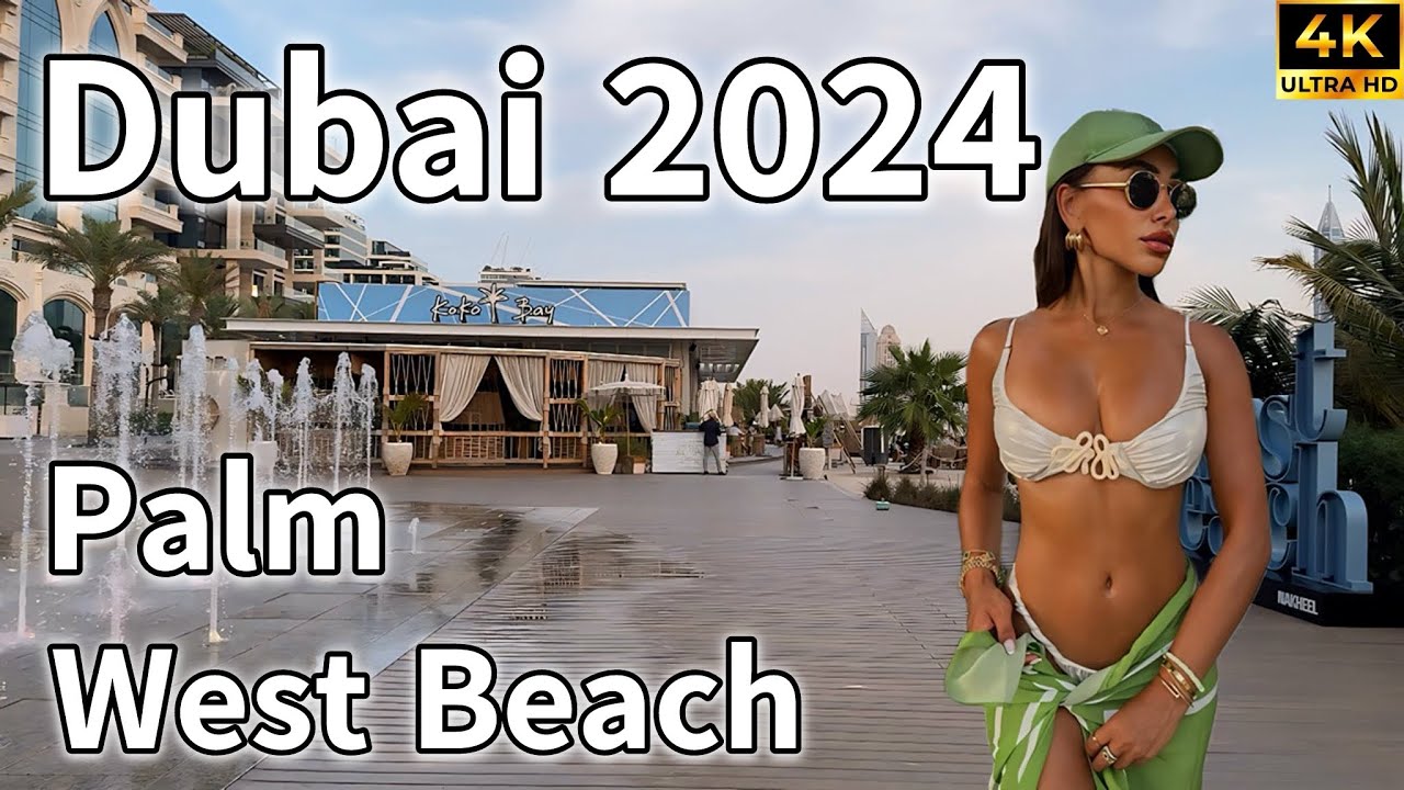 Dubai Palm West Beach 🇦🇪 Amazing Beach Life, Palm Jumeirah Beach Club [ 4K ] Walking Tour