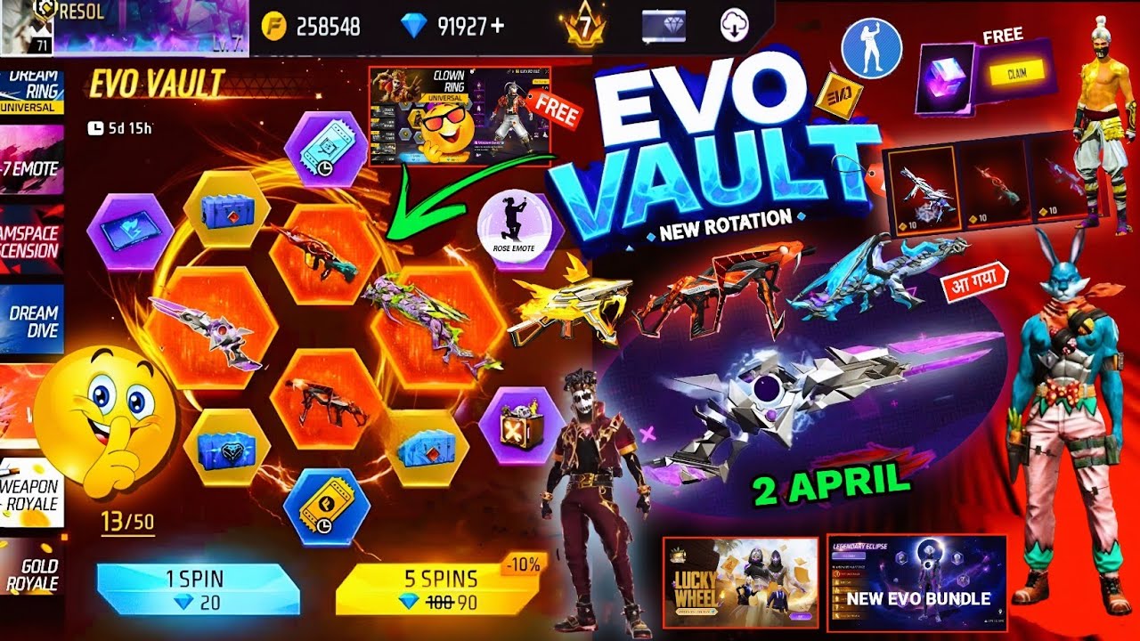 Next Evo Vault Event Free Fire🔥🤯2026 *100% CONFIRM*| 2 April Month Evo Vault Event M1887 Gun Skin