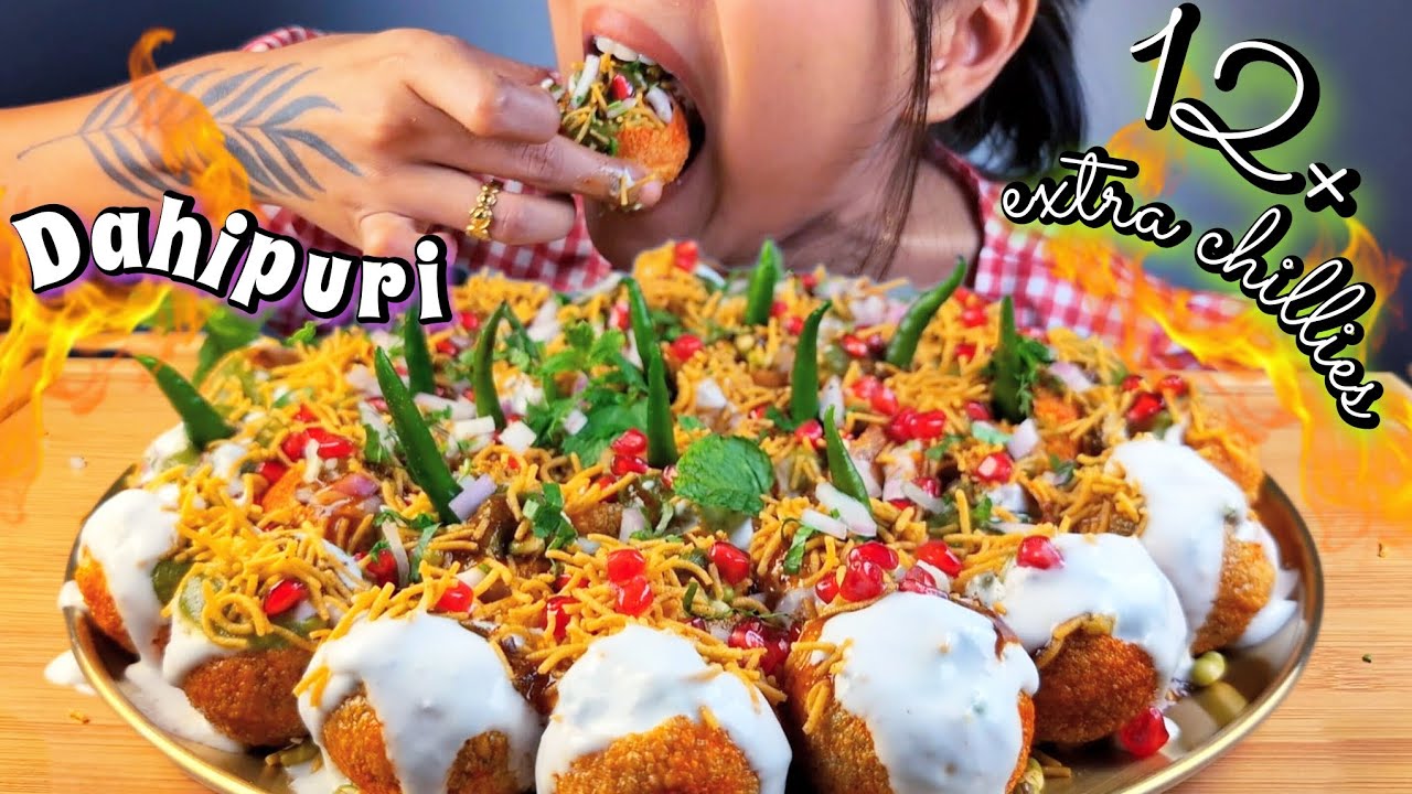 EATING HOMEMADE DAHI PURI WITH EXTRA CHILLIES CHALLENGE | 12+ CHILLIES WITH 30 DAHI PURI CHALLENGE