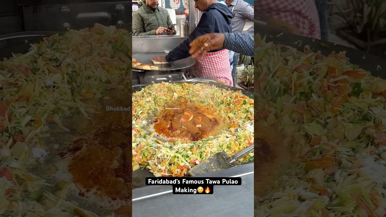 Faridabad&rsquo;s Famous Tawa Pulao Making😳🔥|| Indian Street Food