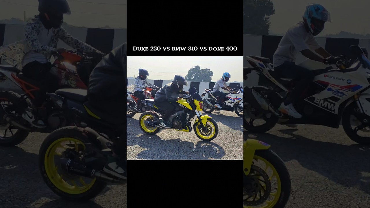 Duke 250 vs BMW 310 vs dominar 400 drag race 😈#shorts #ytshorts #rider