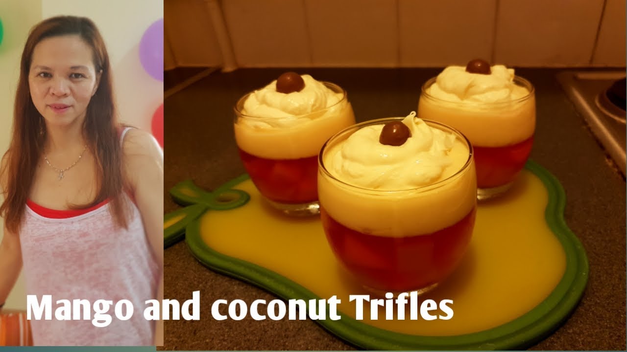 Mango and coconut Trifles #England #food #Desserts