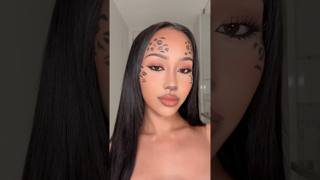 Easy leopard print makeup 🐆🖤 #makeup #halloween