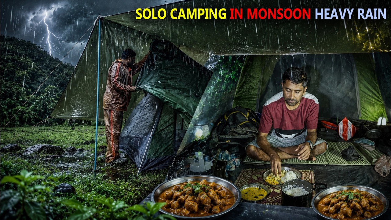 🌧️ Solo Camping in Monsoon HEAVY RAINSTORM ⛈️ | Alone Rain Camping In Jungle | Camping With Santanu