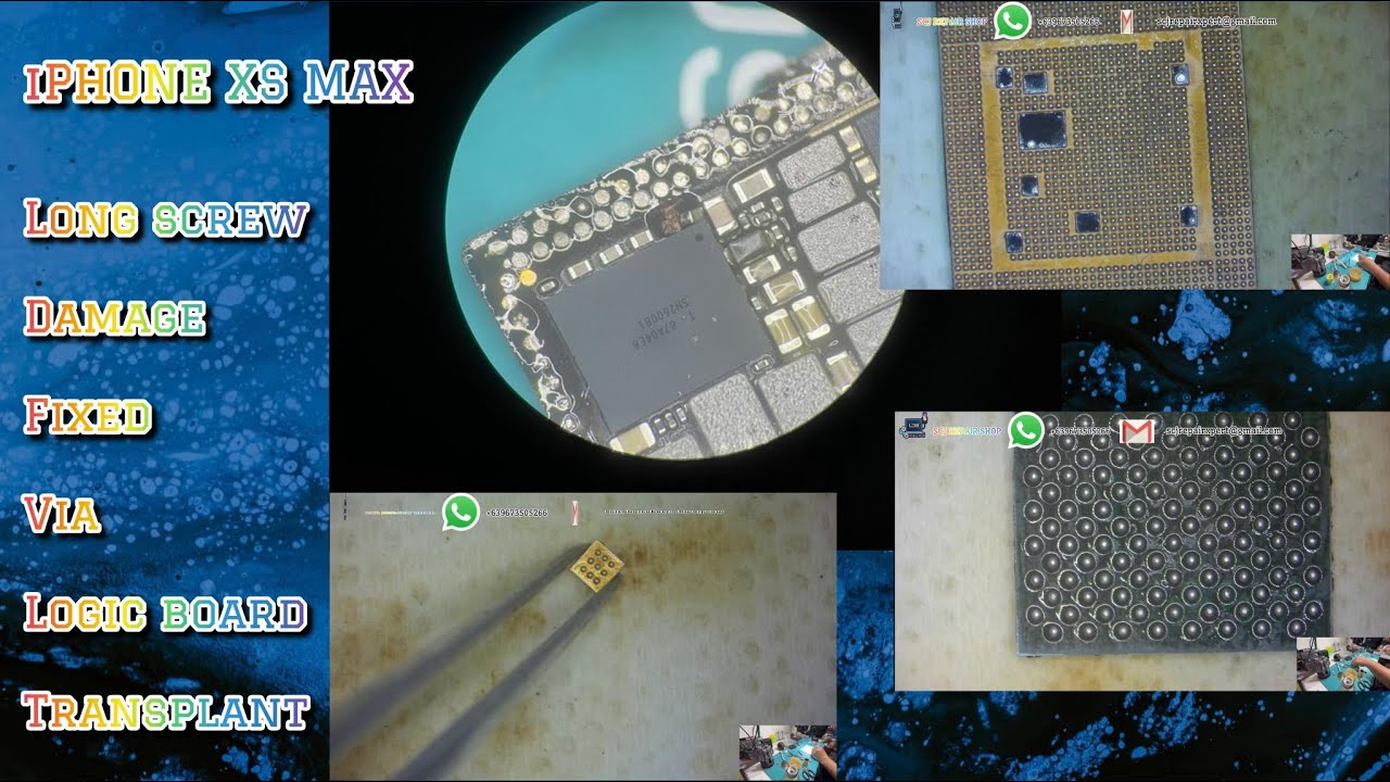 iPHONE XS MAX DEAD MOTHERBOARD DUE TO LONG SCREW DAMAGE.NEW LIFE VIA LOGIC BOARD TRANSPLANT