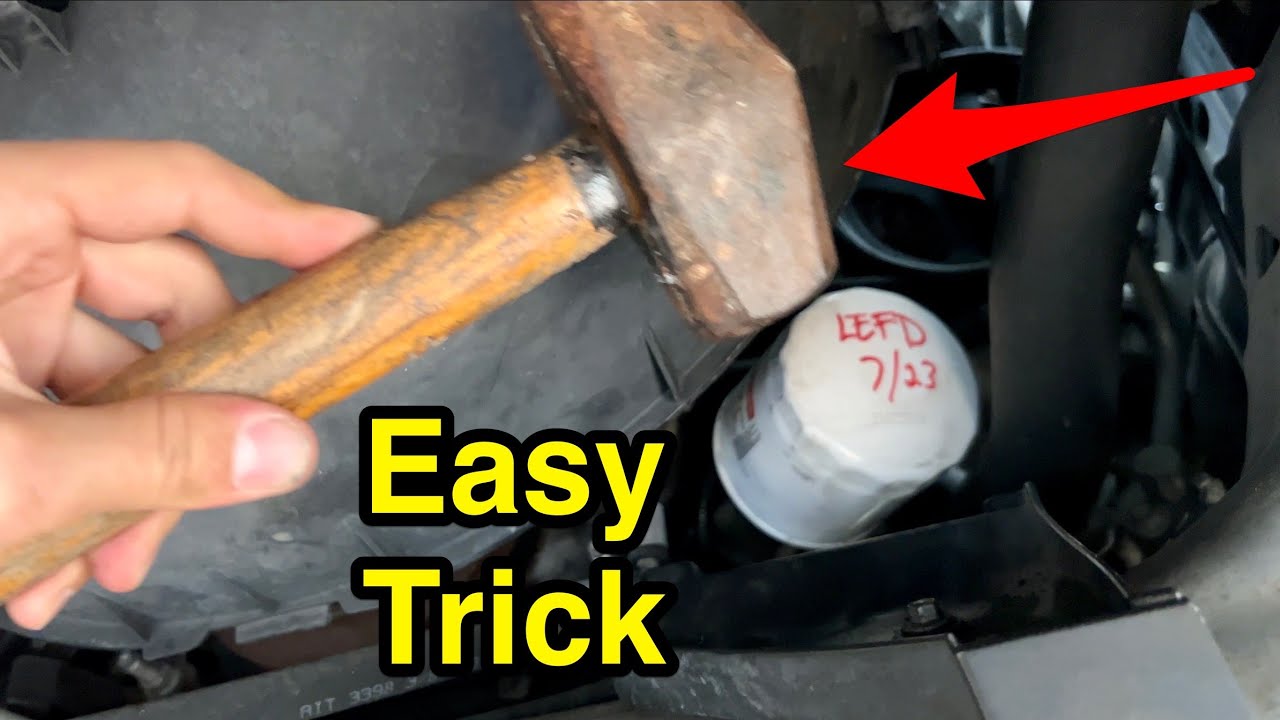 Easy trick: how to remove car oil filter without any proper or special tools.