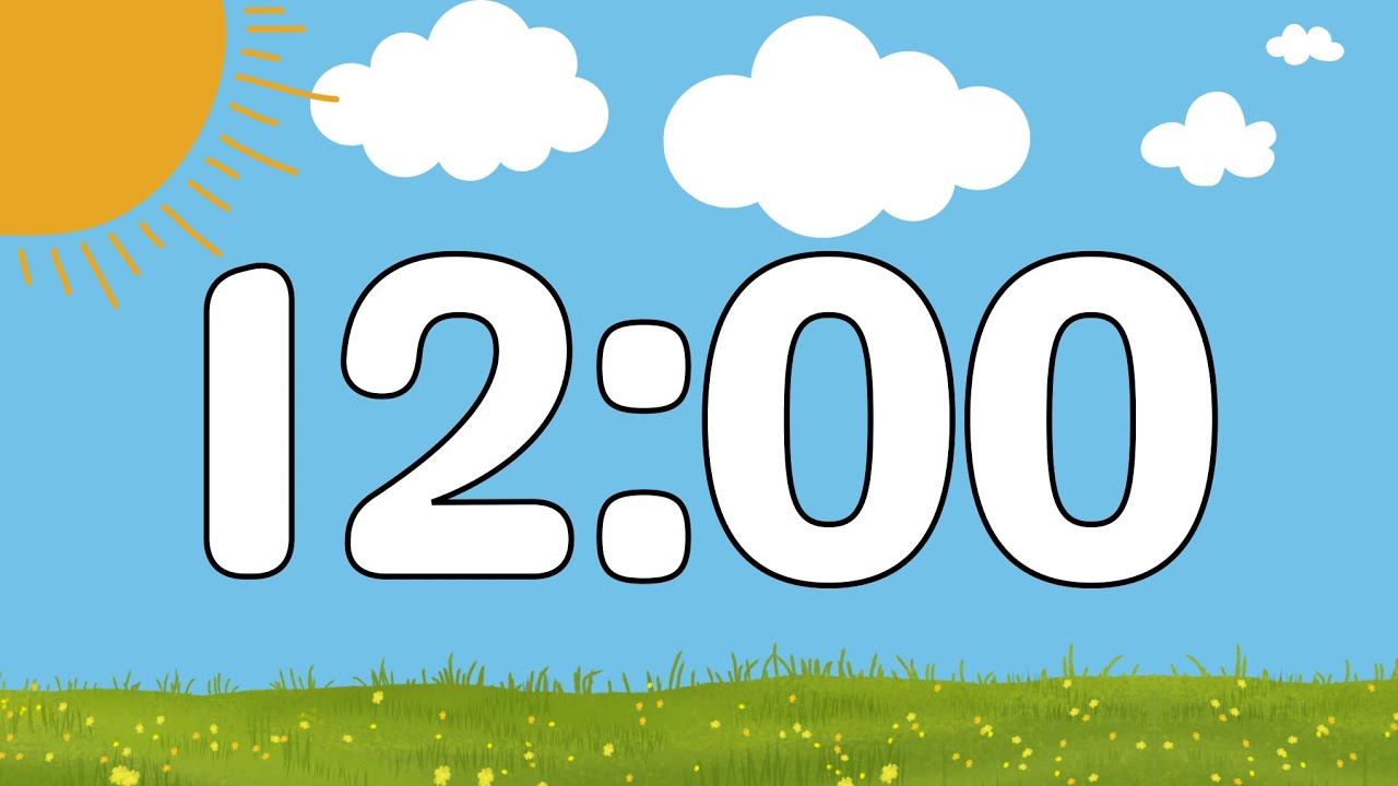 12 Minute Cute Calm Summer Classroom Timer (No Music, Happy Harp Alarm at End)