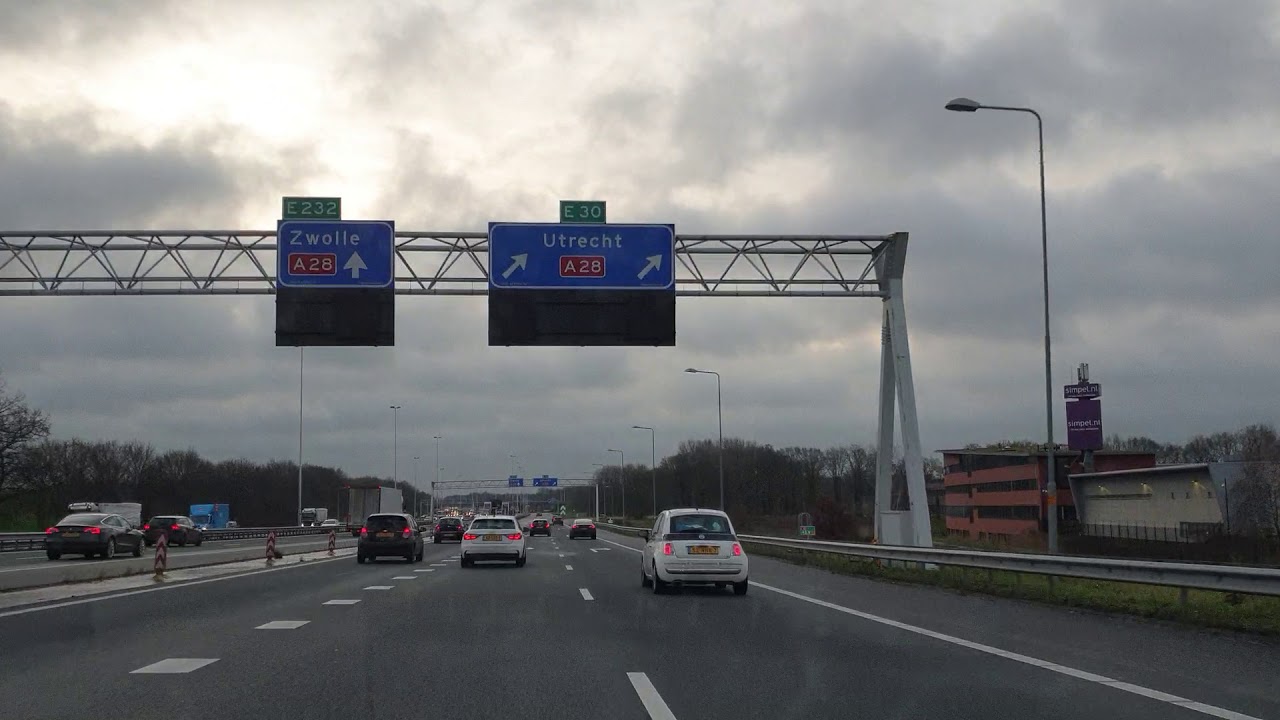 Dashcam Beelden Eemnes: A1 Knooppunt Eemnes 》A28 Knooppunt Hoevelaken 》Afrit Soesterberg.