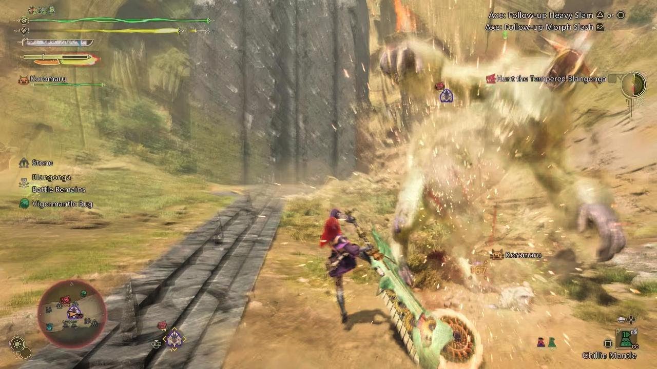 Monster Hunter Wilds - Switch Axe vs. Tempered Blangonga