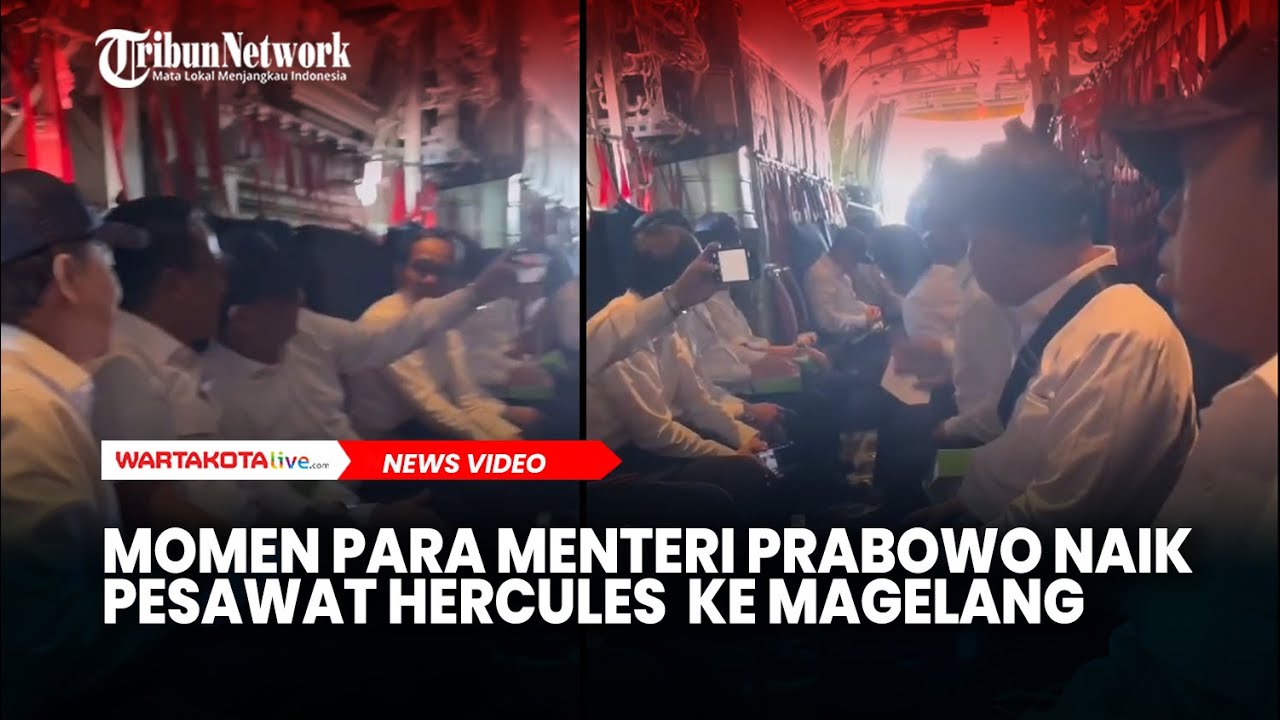 Momen para Menteri Prabowo naik Pesawat Hercules Bertolak ke Magelang