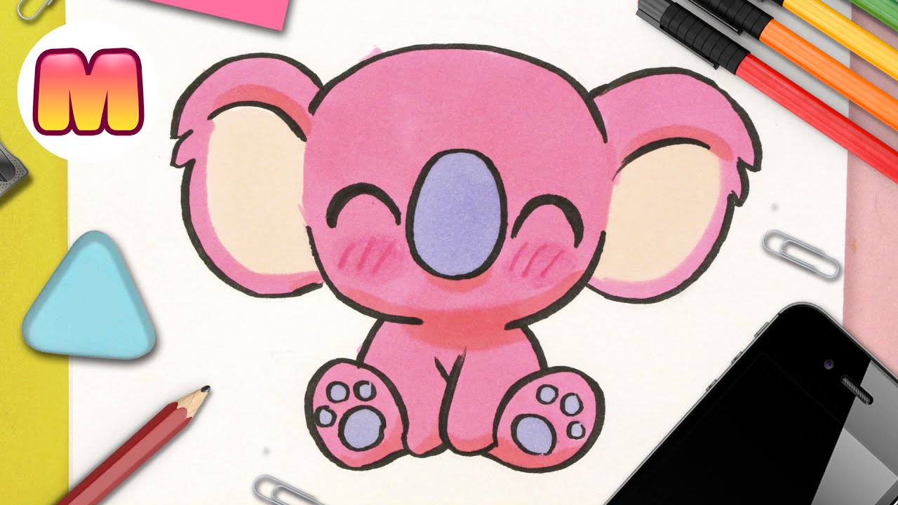 COMO DIBUJAR UN KOALA KAWAII ❤️ Dibujos faciles kawaii ❤️ Aprender a dibujar animales