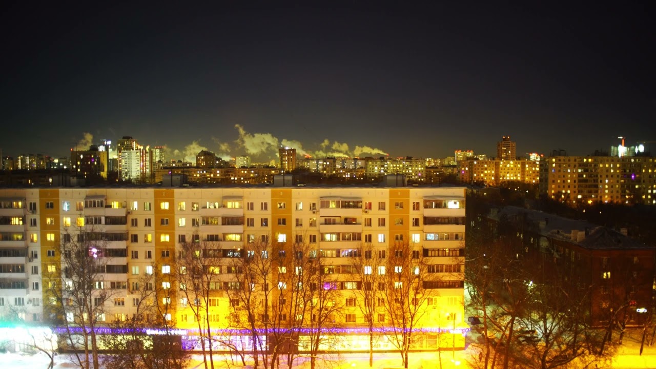 Ночь в спальном районе — теплые окна, тишина | Без музыки