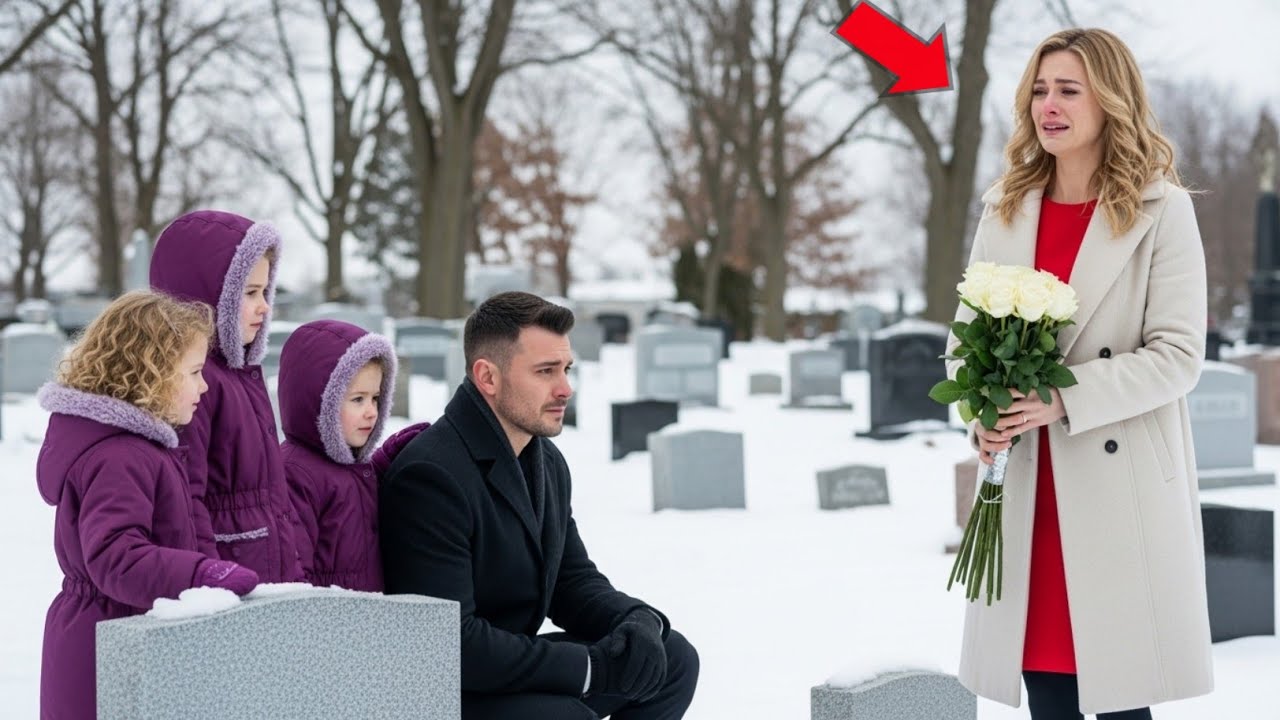 Single dad cried at wife's grave—then triplets saw billionaire leaving flowers and whispered 'why?'