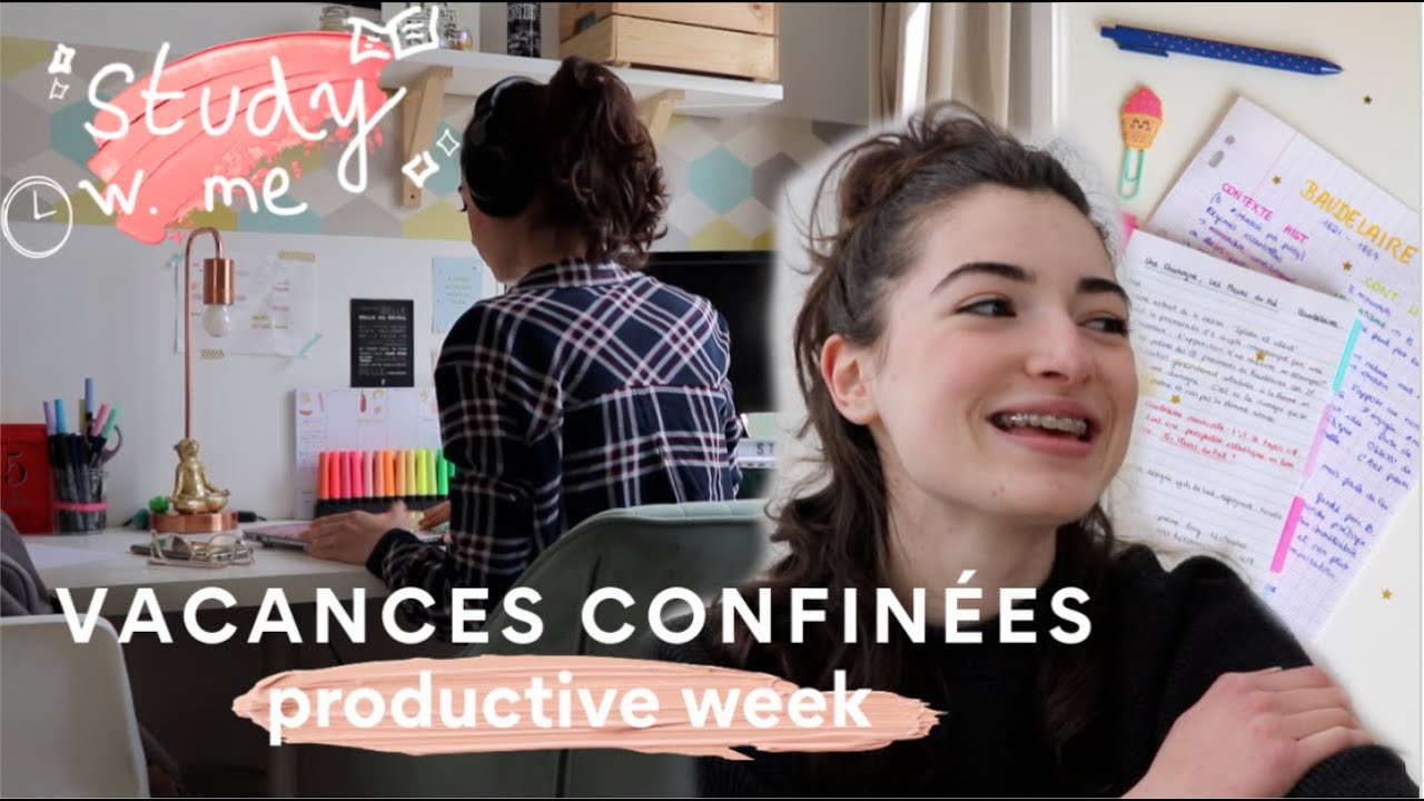 study with me + productive vlog // vacances confinées (+podcasts, yoga, motivation)
