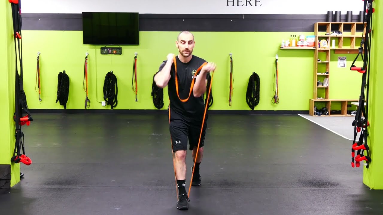 Group Training Boise I  Band Split Squat Demonstration I Kvell Fitness and Nutrition