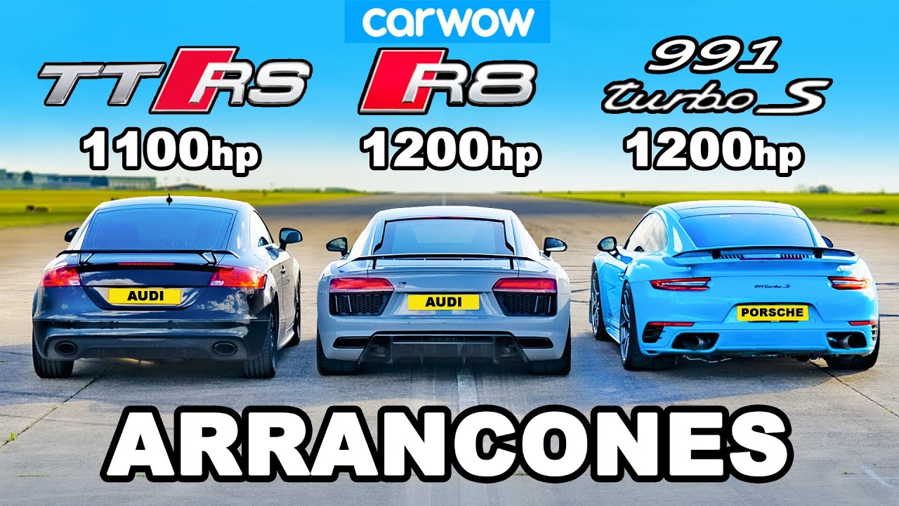 Audi TT RS (1100hp) vs R8 (1200hp) vs 911 Turbo (1100hp) : ARRANCONES