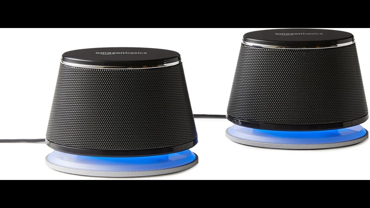 Amazon Basics Altoparlanti stereo 2.0 PC fisso o portatile ingresso AUX da 3,5 mm USB 1 paio nero