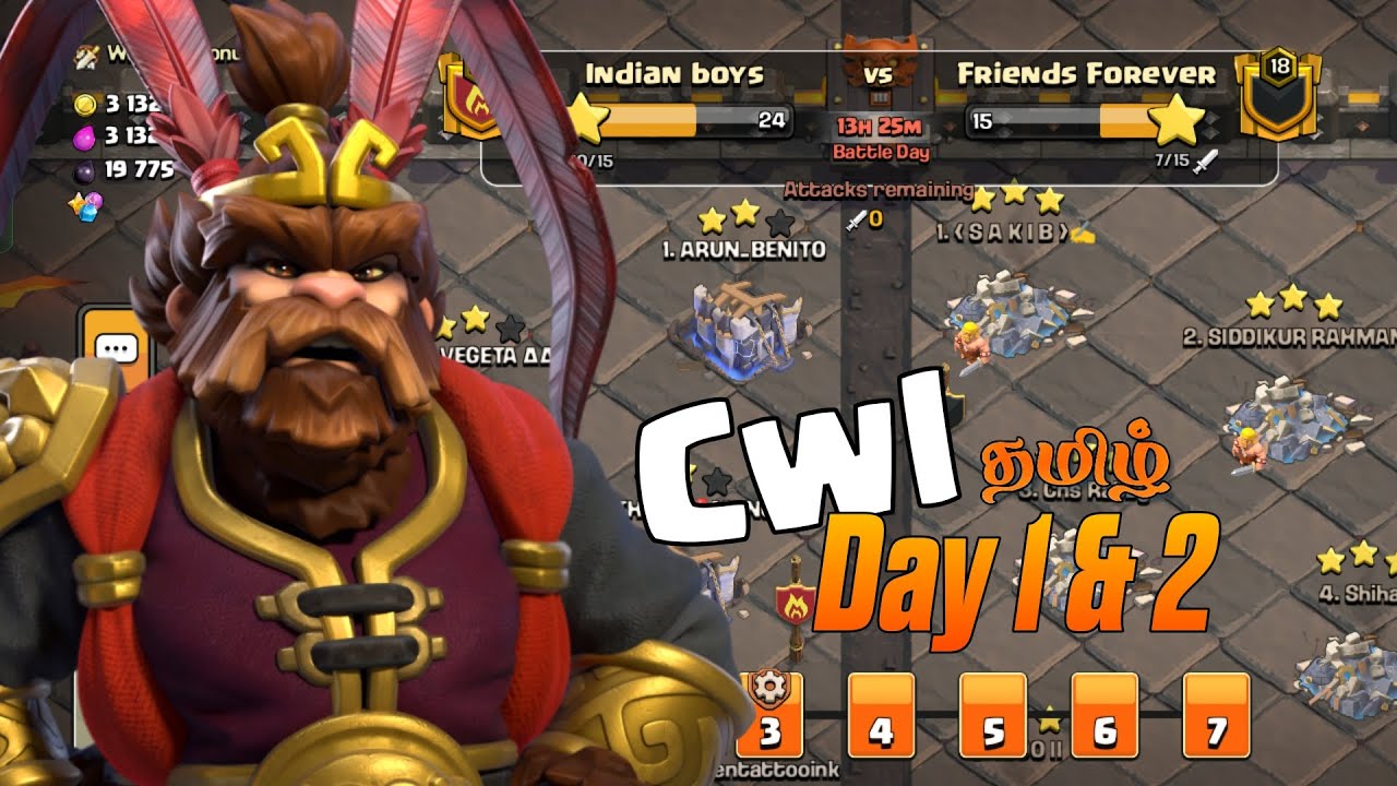 🔴தமிழ் Clash Of Clans | Cwl Day 1 and 2 | Attacks and base visit #coc #tamil #live