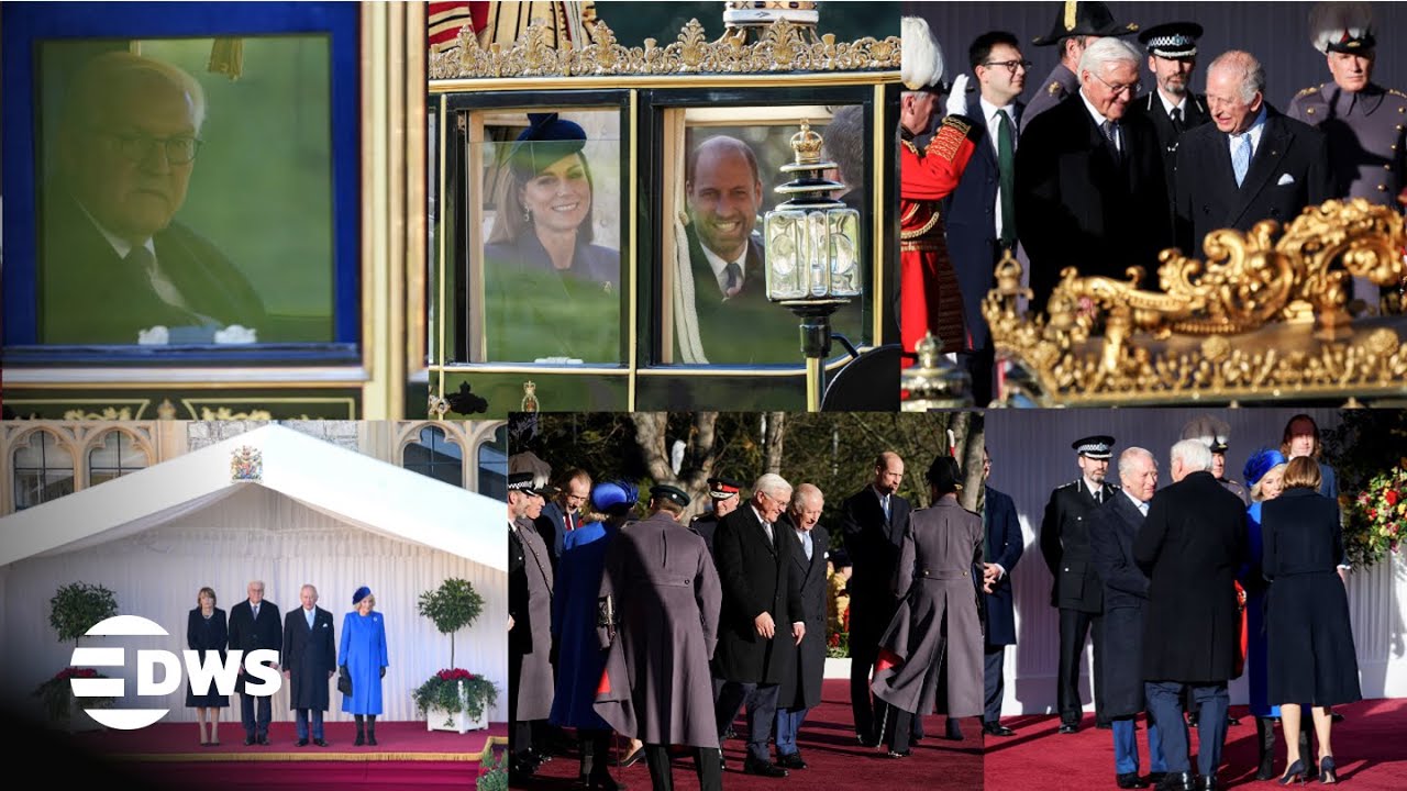 FULL ROYAL STATE WELCOME: Britain&rsquo;s King, Queen, William, & Kate & German President in Windsor |AC1E