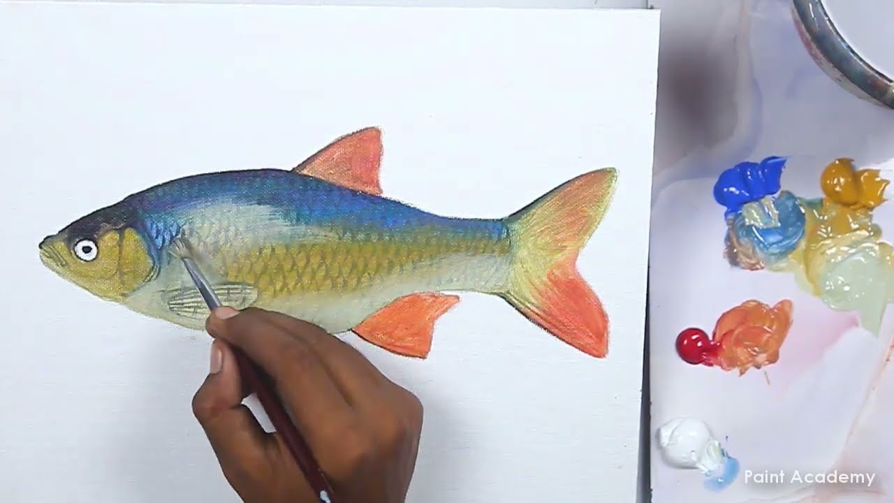 How to Paint A Realistic Fish in Acrylic | step by step coloring