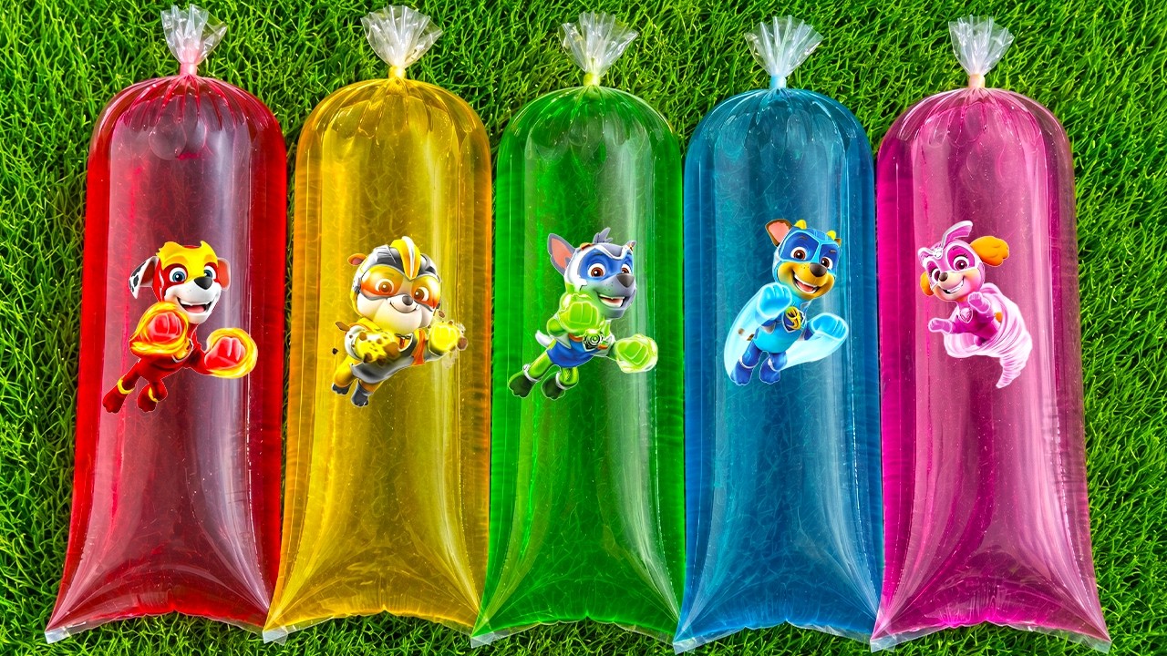 Paw Patrol Plays in Warm Water with Mighty Pups Rubble, Marshall, Rocky, Zuma, Chase, and Skye