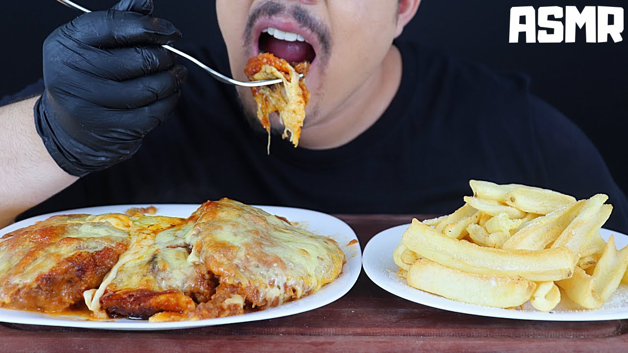 ASMR Frango à Parmegiana e Batata Frita MukBang (Sons Mastigação)