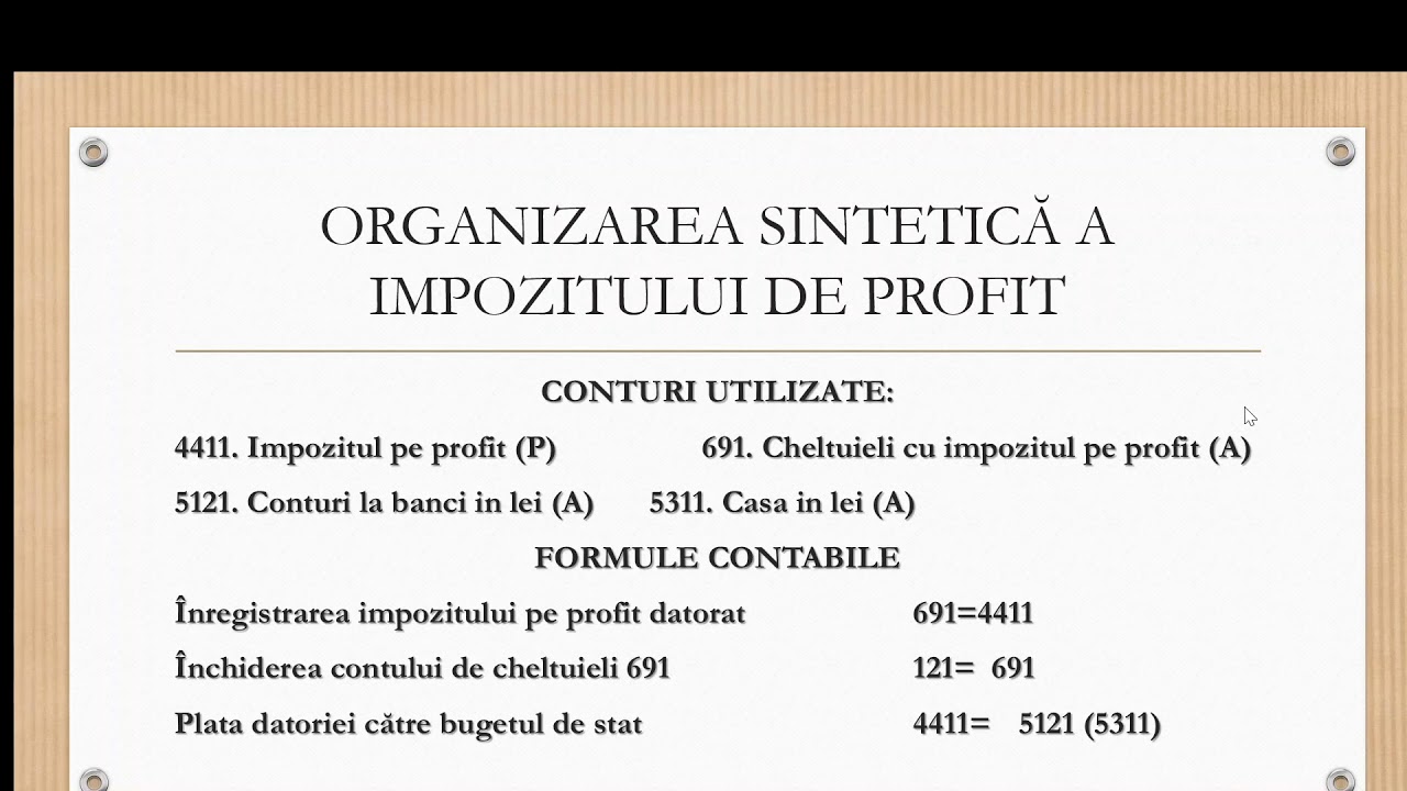 CONTABILITATEA IMPOZITULUI PE PROFIT