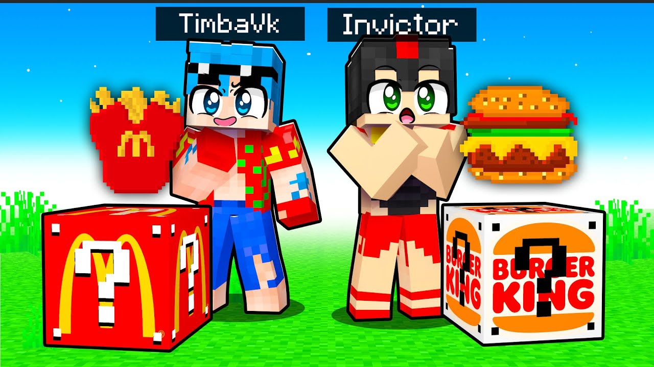 ¡LUCKY BLOCK de McDONALDS Vs BURGER KING! 🍔🍟 Los COMPAS en MINECRAFT