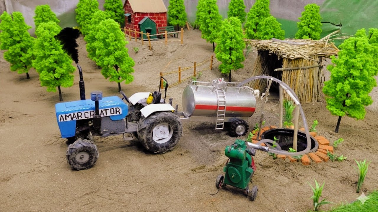 Diy mini tractor ploughing farming land / part 2 @amar creator