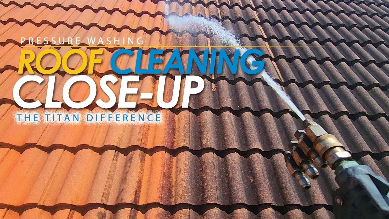 Pressure Washing: Proper Cleaning of a Tile Roof (Close-Up) | Titan Pressure Washing (772) 245-0402