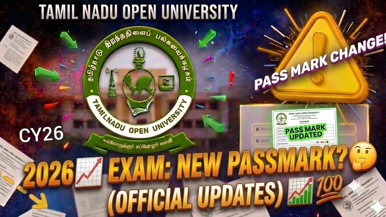 Tamilnadu Open University 2026📈 NEW EXAM PASSMARK🤔 l tnou exam passmark l tnou exam update l tnou 