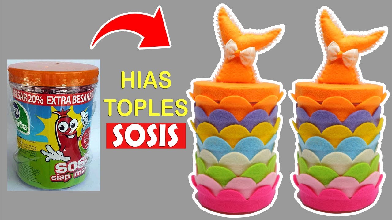 Ide kreatif toples sosis duyung | tempat permen |  How to make decorative jar mermaid motif