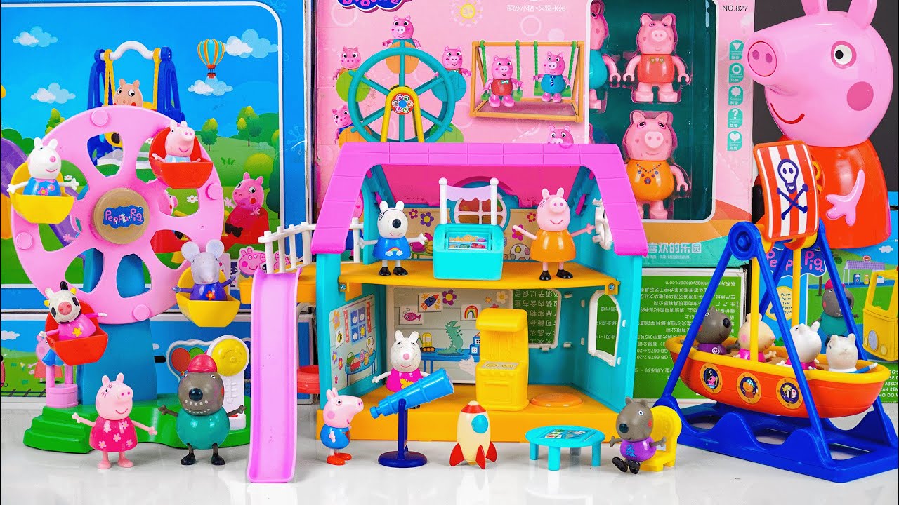 99 Minutes Satisfying with Unboxing Cute Peppa Pig School & Playground Playset | ASMR